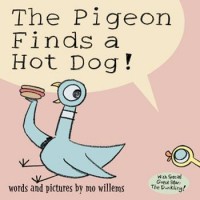 The pigeon finds a hot dog!